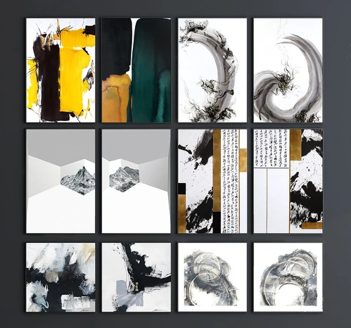 现代水墨装饰画3d模型
