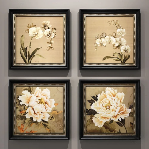 美式花卉植物装饰挂画3d模型