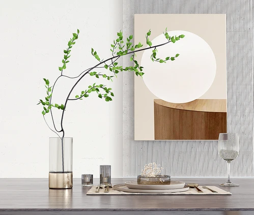 现代玻璃花瓶餐具组合