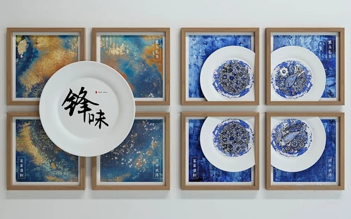新中式餐厅装饰碟画3d模型