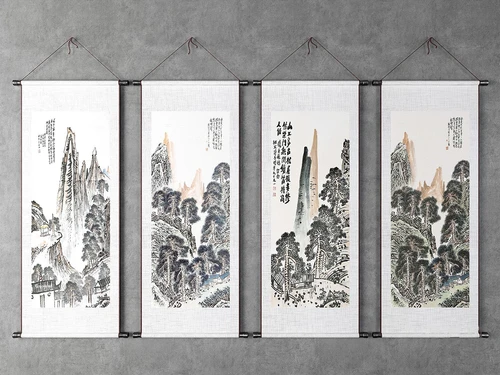 中式水墨山水装饰画3d模型