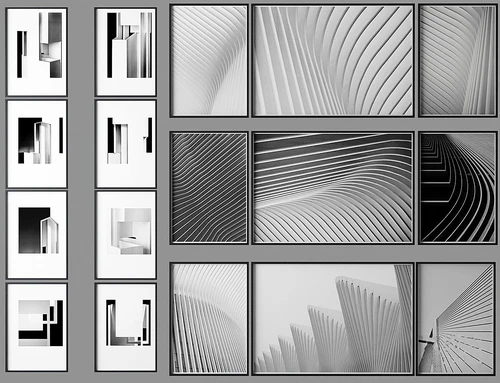 现代黑白装饰画3d模型