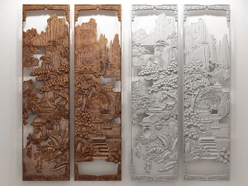 新中式镂空雕画3d模型