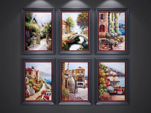 简欧风景油画装饰画3d模型