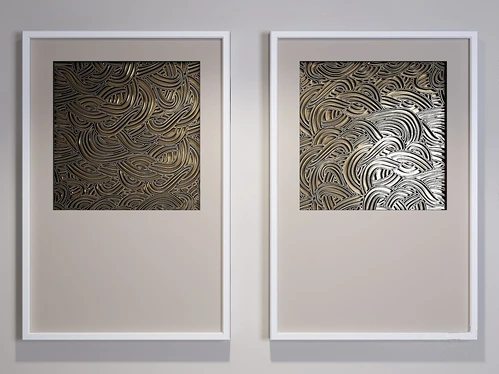 现代金色波浪装饰画3d模型