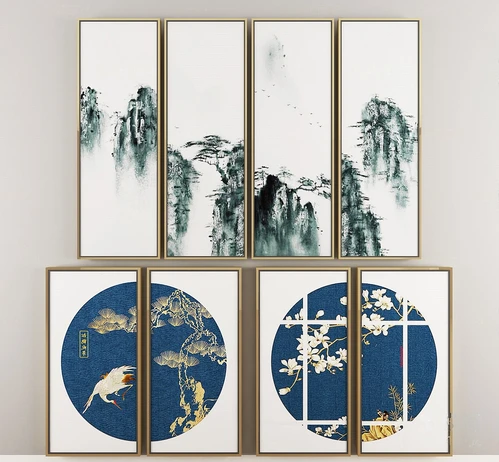 新中式水墨画装饰画3d模型