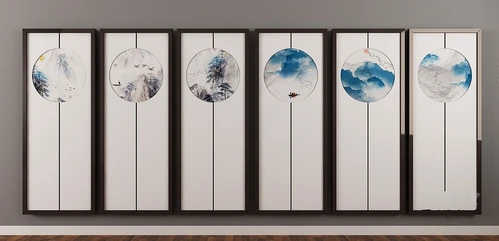 新中式装饰挂画3d模型
