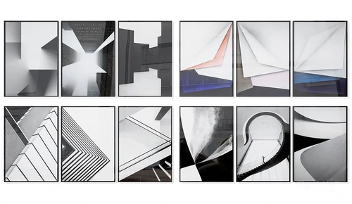 现代建筑挂画组合3d模型