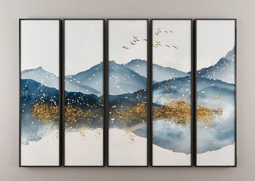 新中式水墨山水装饰画3d模型