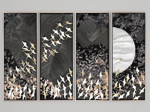 新中式装饰挂画3d模型