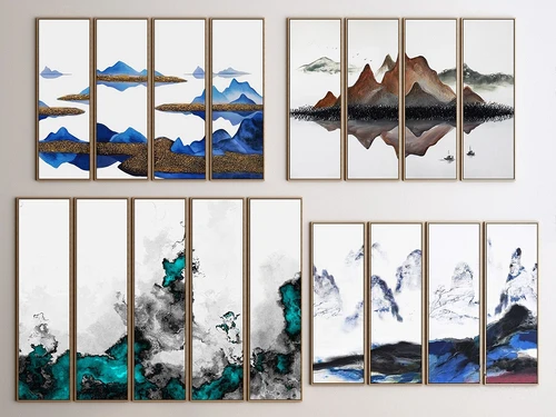 新中式挂画组合3d模型