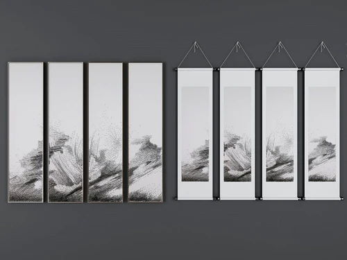 中式抽象装饰画3d模型
