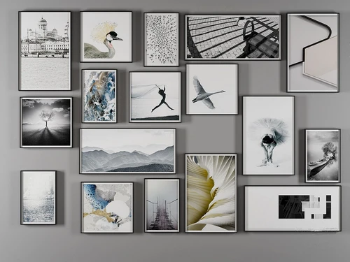 现代装饰画挂画组合3d模型