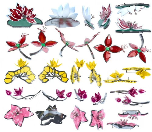 现代花卉宝石胸针组合