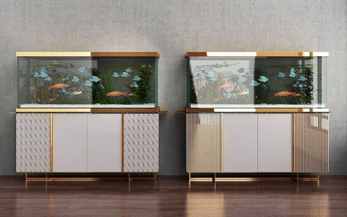 现代轻奢鱼缸水族组合
