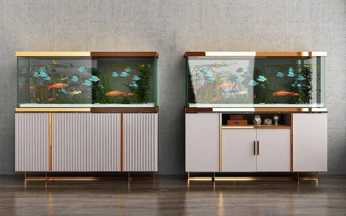 现代轻奢鱼缸水族组合