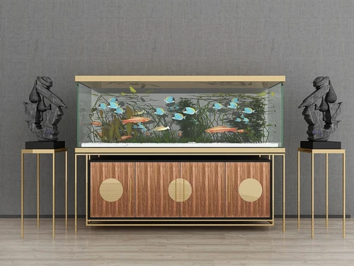 现代轻奢鱼缸水族组合