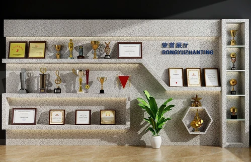 现代奖杯奖牌证书荣誉墙展厅