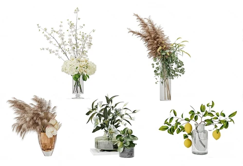 现代干芦苇花瓶花艺