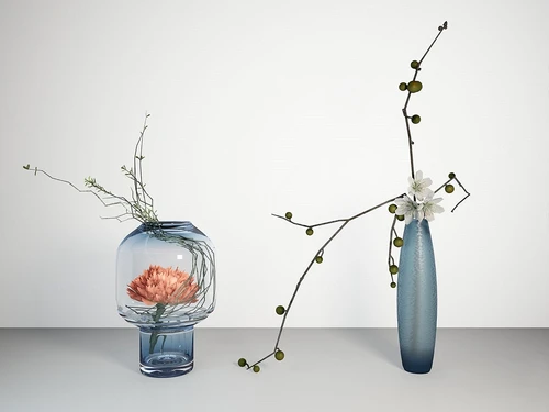 现代玻璃花瓶花卉