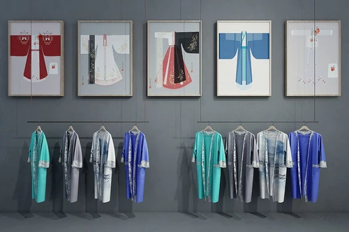 中式装饰画汉服组合