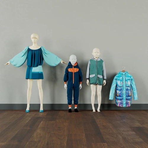 现代女人小孩模特服饰