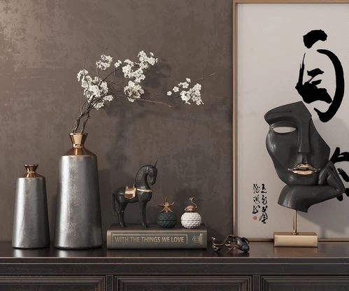 新中式花瓶插花人脸摆件