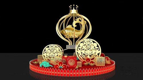 新中式年年有余新年美陈装饰摆件