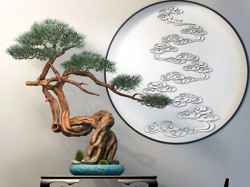 新中式仿真松树盆景摆件