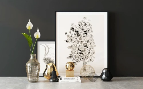 现代花瓶植物装饰画陈设饰品摆件组合