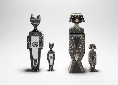 瑞士vitra品牌 现代实木涂鸦猫与鱼摆件