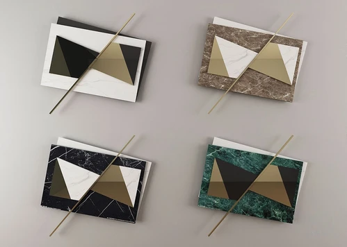 现代金属几何墙饰挂件3d模型