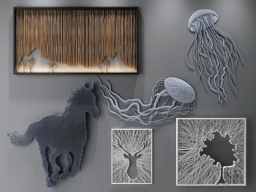 现代水母骏马动物挂件3d模型