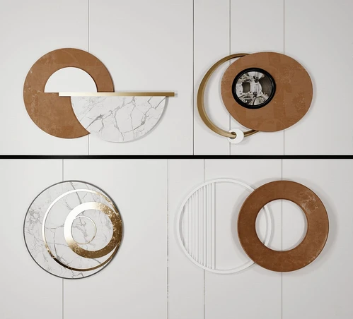 现代轻奢圆形挂件组合3d模型