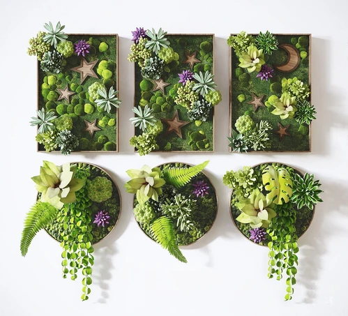 现代绿植墙饰挂件3d模型