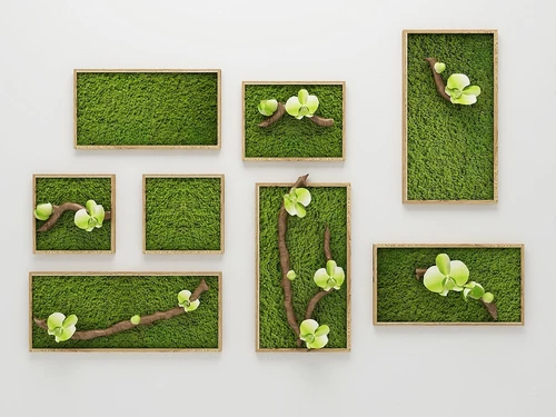 现代植物墙饰挂件3d模型