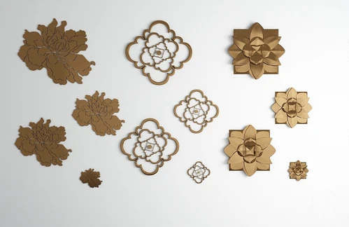 现代金属花饰挂件组合3d模型