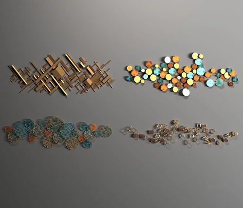 现代金属墙饰挂件3d模型