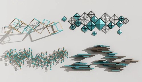 现代金属墙饰组合3d模型