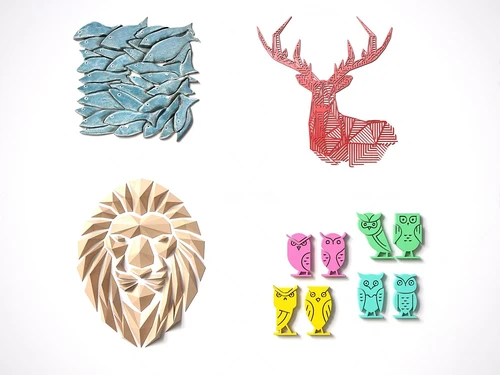 现代狮子鹿猫头鹰鱼挂件3d模型