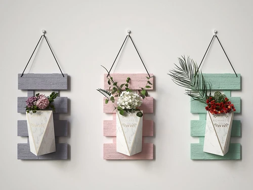 现代花卉墙饰挂件3d模型