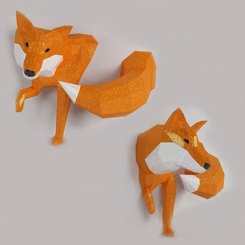 现代几何狐狸墙饰挂件3d模型