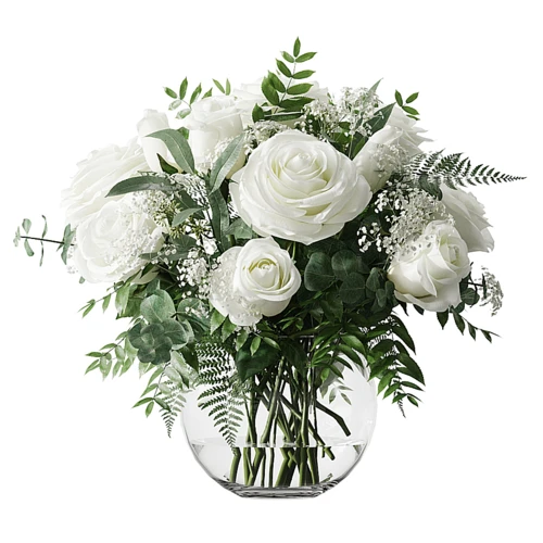 现代白玫瑰花瓶花艺