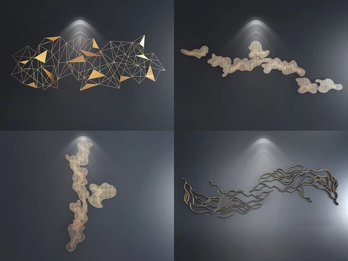 现代金属抽象墙饰挂件3d模型