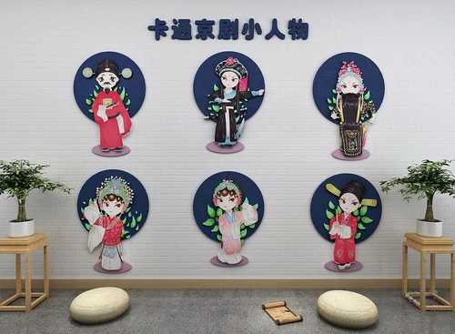 现代卡通京剧人物墙饰3d模型
