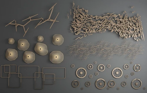 现代轻奢金属墙饰挂件3d模型