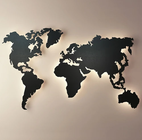 现代世界地图墙饰挂件3d模型