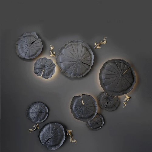 新中式荷叶鲤鱼挂件3d模型