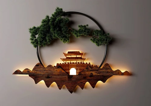 新中式禅意墙饰挂件3d模型