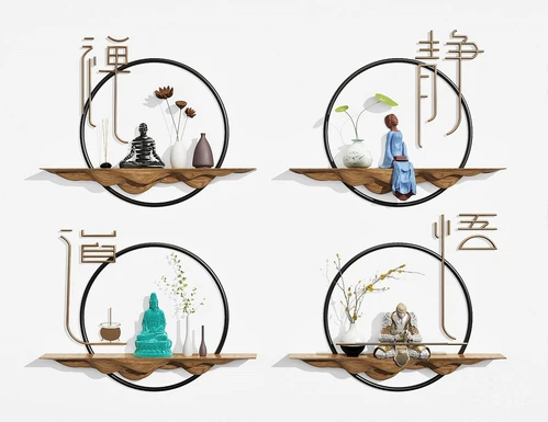 新中式禅意墙饰挂件3d模型